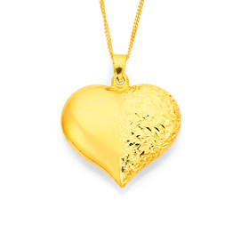 9ct-Diamond-cut-Puff-Heart-Pendant on sale