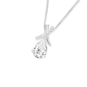 Sterling+Silver+Pear+Cubic+Zirconia+Kiss+Pendant