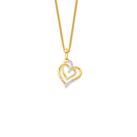 9ct%2C+Diamond+Double+Linked+Heart+Pendant