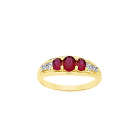 9ct+Created+Ruby+%26amp%3B+Diamond+Tilogy+Ring