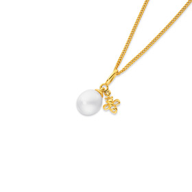 9ct-Pearl-Bee-Dangle-Pendant on sale