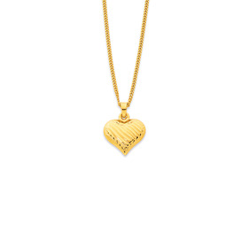 9ct+Patterned+Heart+Pendant
