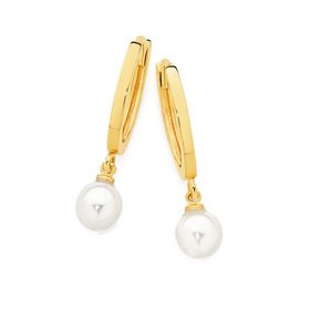9ct-Gold-Cultured-Freshwater-Pearl-Huggie-Earrings on sale