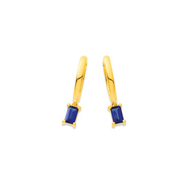 9ct-Created-Sapphire-Rectangular-Earrings on sale