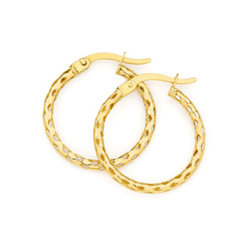 9ct-Gold-2x15mm-Filigree-Hoop-Earrings on sale