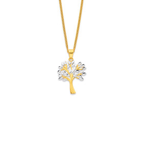 9ct+Two+Tone+Diamond-Cut+%26%23039%3BTree+of+Life%26%23039%3B+Pendant