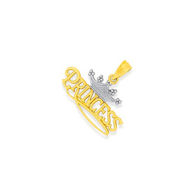 9ct-Two-Tone-Princess-Crown-Pendant on sale