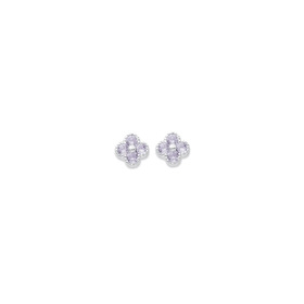 Silver-Lavender-CZ-CZ-Frame-Clover-Studs on sale
