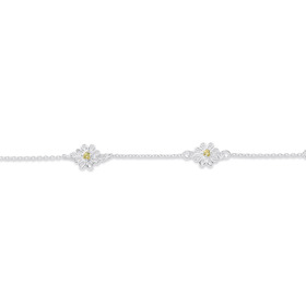 Sterling+Silver+Cubic+Zirconia+Flowers+Bracelet
