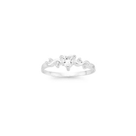 Sterling+Silver+Cubic+Zirconia+Heart+Ring