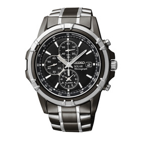 Seiko+Solar+Chronograph+Silver+and+Black+Watch+SSC143P-9
