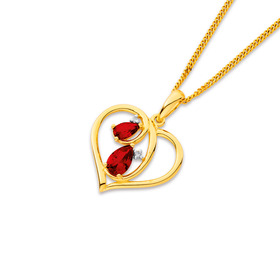 9ct-Created-Ruby-and-Diamond-Pretty-Heart-Pendant on sale