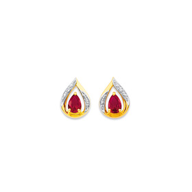 9ct-Created-Ruby-Diamond-Open-Earrings on sale