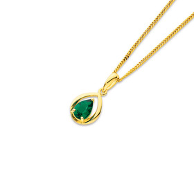 9ct-Created-Emerald-Open-Pear-Pendant on sale