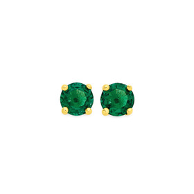 9ct-Gold-Created-Emerald-4mm-Stud-Earrings on sale