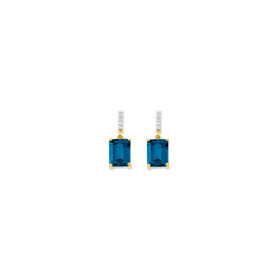 9ct-London-Blue-Topaz-Diamond-Drop-Earrings on sale