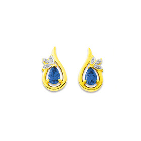 9ct-Created-Sapphire-Diamond-Swirl-Earrings on sale
