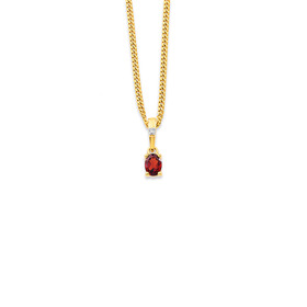 9ct+Garnet+%26amp%3B+Diamond+Pendant