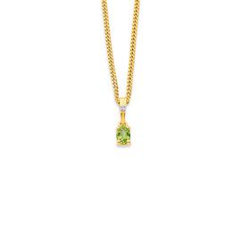 9ct+Peridot+%26amp%3B+Diamond+Pendant