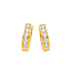 9ct-Gold-Cubic-Zirconia-Hoop-Earrings on sale