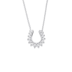 Sterling-Silver-Cubic-Zirconia-Horseshoe-Necklet on sale