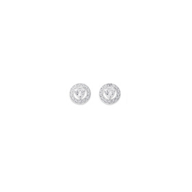 Sterling-Silver-Cubic-Zirconia-Halo-Heart-Studs on sale