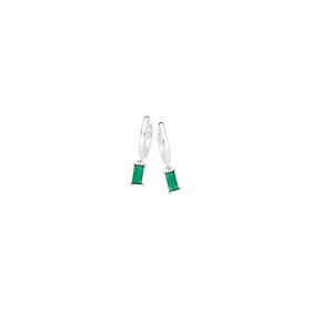 Sterling-Silver-Green-Rectangle-Drop-Huggie-Earrings on sale