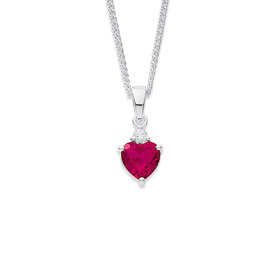 Serling+Silver+Created+Ruby+Heart+Pendant