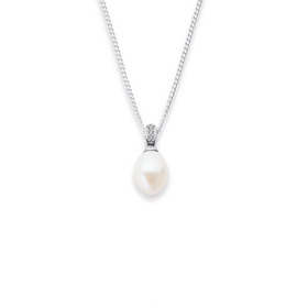 Sterling-Silver-8mm-Freshwater-Pearl-Cubic-Zirconia-Pendant on sale