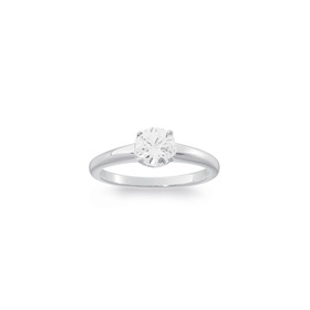 Sterling-Silver-Round-Cubic-Zirconia-Solitaire-Ring on sale
