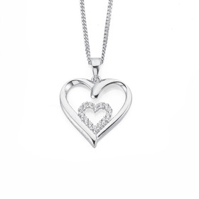 Sterling-Silver-CZ-Heart-Pendant on sale