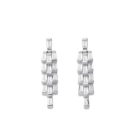 Sterling-Silver-Cubic-Zirconia-Layered-Stud-Drop-Earrings on sale