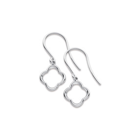 Sterling-Silver-Open-Clover-Hook-Drop-Earrings on sale