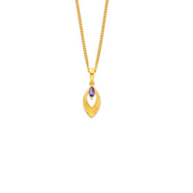 9ct-Amethyst-Sunray-Drop-Pendant on sale