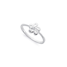 Sterling-Silver-Cubic-Zirconia-Flower-Ring on sale