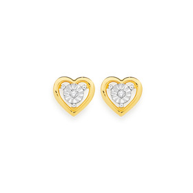 9ct-Gold-Diamond-Open-Heart-Stud-Earrings on sale