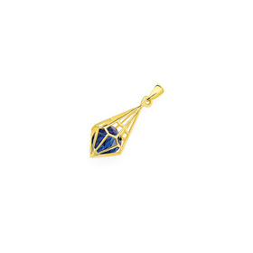 9ct-Gold-Created-Sapphire-Oval-Geo-T-Drop-Pendant on sale