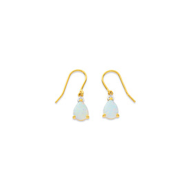 9ct-Created-Opal-Diamond-Hook-Earrings on sale