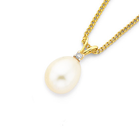 9ct-Cultured-Freshwater-Pearl-Diamond-Pendant on sale