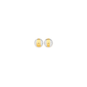 9ct-Gold-Two-Tone-8mm-Diamond-Cut-Polished-Button-Stud-Earrings on sale