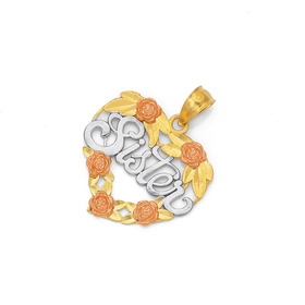 9ct-Tri-Tone-Sister-Heart-Pendant on sale