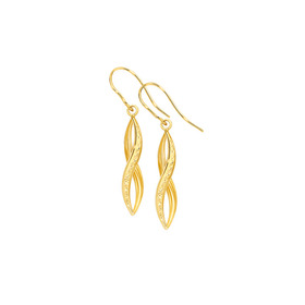9ct-Diamond-Cut-Twist-Pointed-Hook-Drop-Earrings on sale