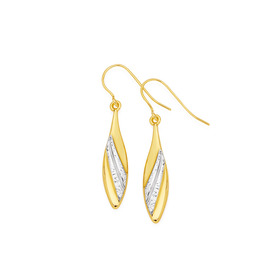 9ct-Two-Tone-Pointed-Drop-Earrings on sale