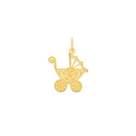 9ct-Gold-Fancy-Filigree-Baby-Pram-Charm on sale
