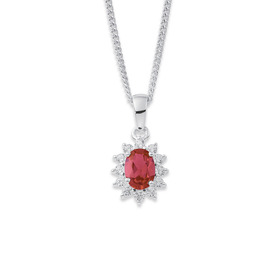 Sterling-Silver-Created-Ruby-Cubic-Zirconia-Pendant on sale