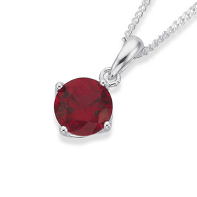 Sterling-Silver-Red-Cubic-Zirconia-65mm-Claw-Set-Pendant on sale