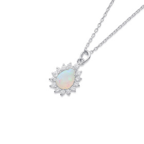 Sterling-Silver-Created-Opal-CZ-Pendant-with-Chain on sale