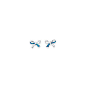 Sterling-Silver-Created-Blue-Opal-Bow-Studs on sale