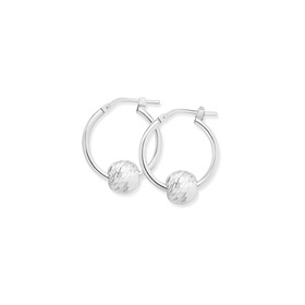 Sterling+Silver+Diamond-Cut+Ball+Hoop+Earrings