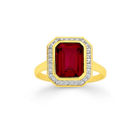 9ct+Created+Ruby+%26amp%3B+Diamond+Frame+Ring